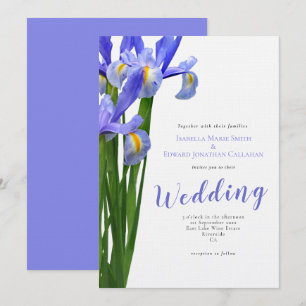 Elegant Watercolor Blue Floral Bouquet Wedding Invitation
