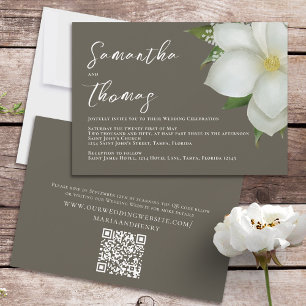 Elegant Watercolor Blue Floral Dusty Greenery  Invitation