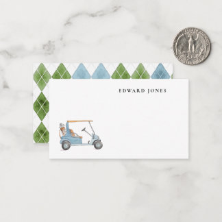 Elegant Watercolor Blue Golf cart Little  Card