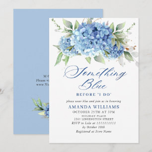 Elegant Watercolor Blue Hydrangea BRIDAL SHOWER Invitation