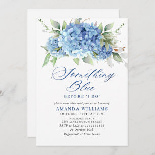 Elegant Watercolor Blue Hydrangea BRIDAL SHOWER Invitation
