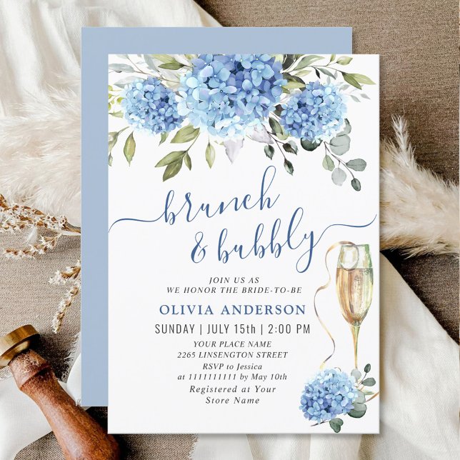 Elegant Watercolor Blue Hydrangea BRIDAL SHOWER Invitation (Creator Uploaded)