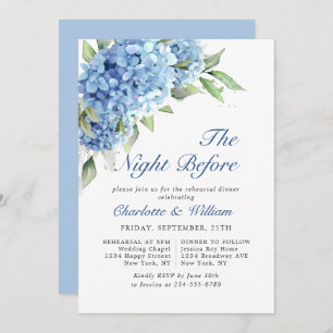 Elegant Watercolor Blue Hydrangea Rehearsal Dinner Invitation