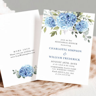 Elegant Watercolor Blue Hydrangea Rehearsal Dinner Invitation