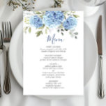 Elegant Watercolor Blue Hydrangea Wedding Menu<br><div class="desc">For further customisation,  please click the "customise further" link and use our design tool to modify this template.</div>