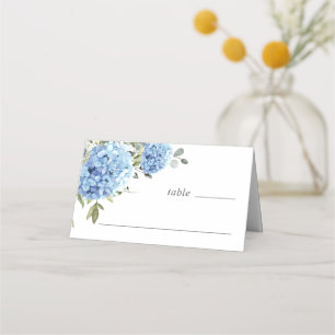 Elegant Watercolor Blue Hydrangea Wedding Place Card
