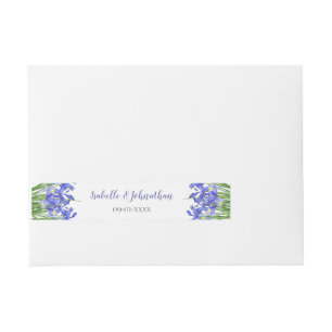 Elegant Watercolor Blue Irises Wedding Wraparound Address Label