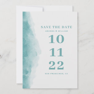 Elegant watercolor blue nautical beach wedding save the date