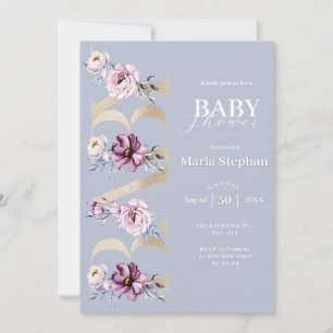 Elegant Watercolor blue pink Floral Baby Shower Invitation