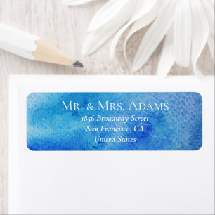 Elegant Watercolor Blue Pre-Addressed Return Address Label
