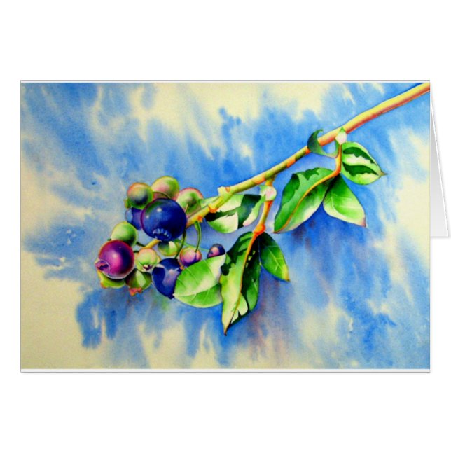 Elegant watercolor blueberry painting (Front Horizontal)