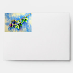Elegant watercolor blueberry painting envelopes