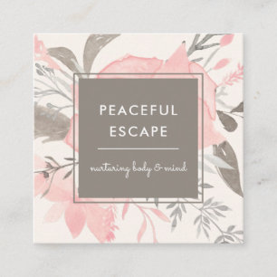 Elegant Watercolor Blush and Taupe with Social Square Business Card