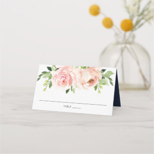 Elegant Watercolor Blush Floral Wedding Place Card