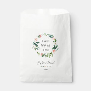 Elegant Watercolor Blush Flowers Wreath Wedding Favour Bag