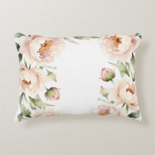 Elegant watercolor blush peony floral background decorative cushion