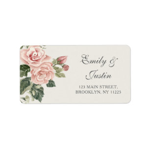 Elegant Watercolor Blush Pink Rose Wedding Address Label