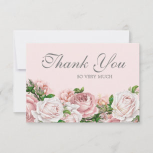 Elegant Watercolor Blush Pink Roses Thank You Card