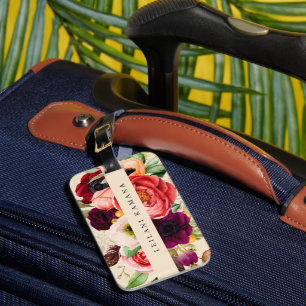 Elegant Watercolor Bohemian Floral Luggage Tag