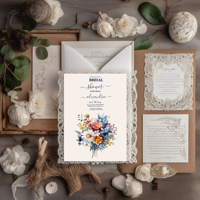Elegant Watercolor Boho Floral Bridal Invitation (Creator Uploaded)
