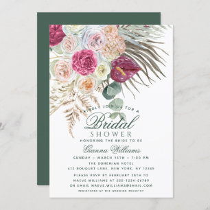 Elegant Watercolor Boho Floral Bridal Shower Invitation