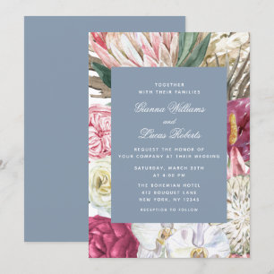 Elegant Watercolor Boho Floral Country Wedding Invitation