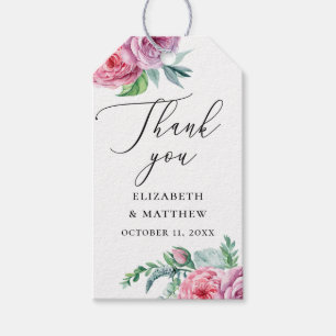 Elegant watercolor boho floral wedding thank you gift tags