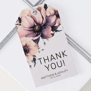 Elegant Watercolor Boho Pink Floral Wedding Gift Tags