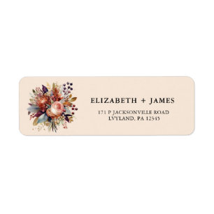 Elegant Watercolor Boho Wildflower Personised  Return Address Label