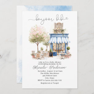 Elegant Watercolor bonjoor bebe Baby Shower Invitation