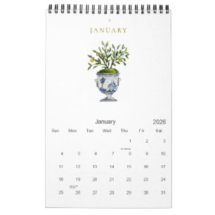 Elegant Watercolor Botanical 2025 Calendar 