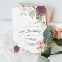 Elegant Watercolor Botanical 70th Birthday
