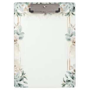 Elegant Watercolor Botanical Clipboard Sage Green