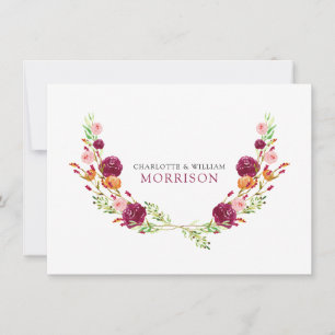 Elegant Watercolor Botanical Couple Monogram Card