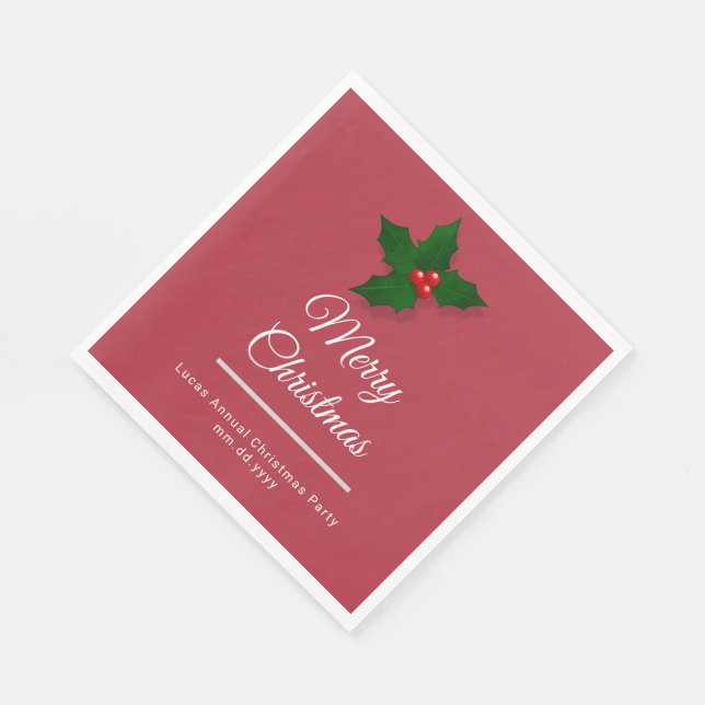 Elegant Watercolor Botanical Design Christmas Napkin (Corner)