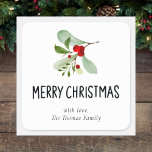 Elegant Watercolor Botanical Festive Christmas Square Sticker<br><div class="desc">Elegant Watercolor Botanical Simple Festive Christmas Square Sticker</div>