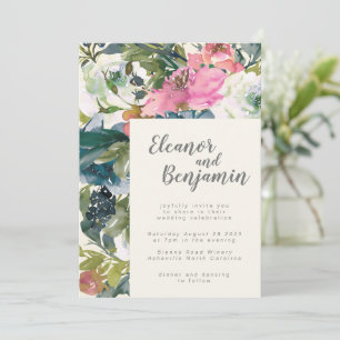 Elegant Watercolor Botanical Floral Bloom Wedding Invitation