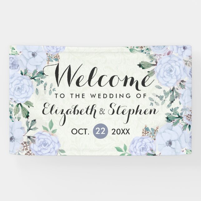 Elegant Watercolor Botanical Floral Wedding Banner (Horizontal)