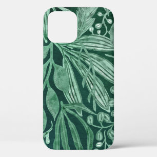 Elegant Watercolor Botanical Green Leaves Artwork iPhone 12 Pro Case