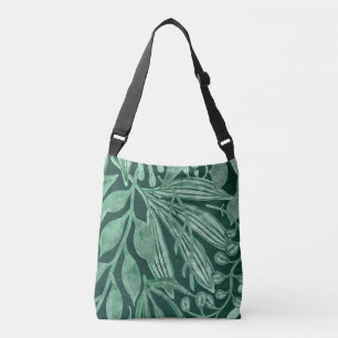 Elegant Watercolor Botanical Green Leaves Artwork Crossbody Bag
