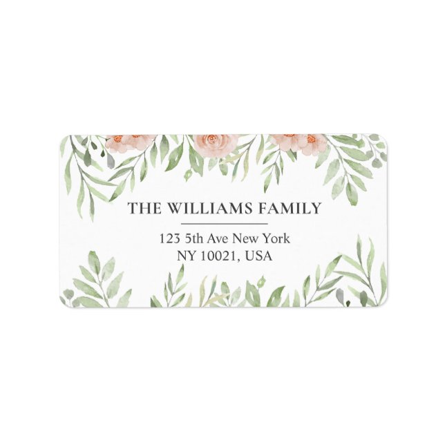 Elegant Watercolor Botanical Greenery Label (Front)