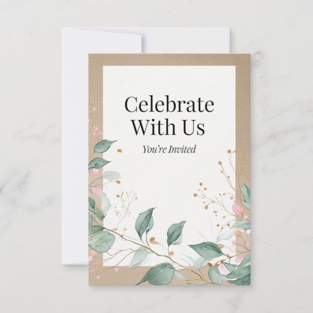 Elegant Watercolor Botanical Invitation  (Front)