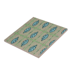 Elegant watercolor botanical leaves greenery ceramic tile