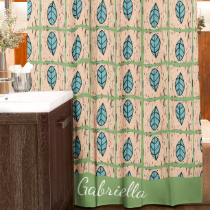 Elegant watercolor botanical leaves greenery shower curtain