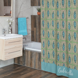 Elegant watercolor botanical leaves greenery shower curtain