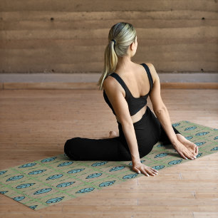 Elegant watercolor botanical leaves greenery yoga mat