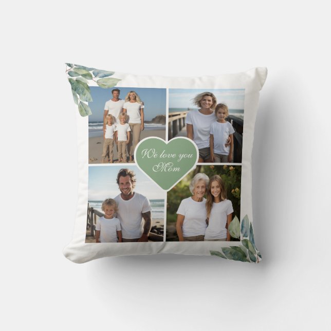 Elegant watercolor botanical personalised photo  cushion (Front)