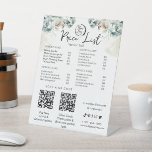 Elegant Watercolor Botanical Sage Green Pedestal Sign