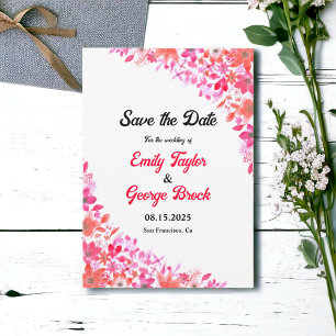 Elegant Watercolor Botanical Wreath Floral Wedding Save The Date