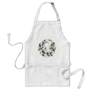 Elegant Watercolor Botanical Wreath Kitchen Apron